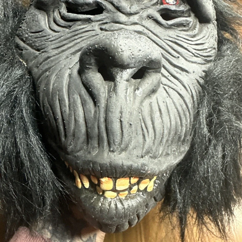 Gorilla Halloween Adult Mask Ape Monkey Mask Rubber Kong Teeth Fangs Costume